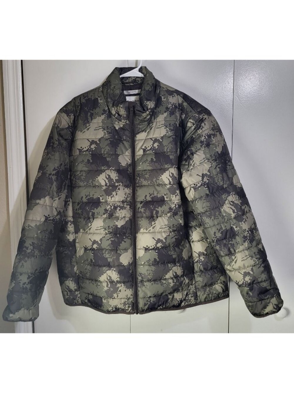 Goodfellow & Co Mens XL Camo Water Resistant Puffer Jacket Green Lightweight NWT